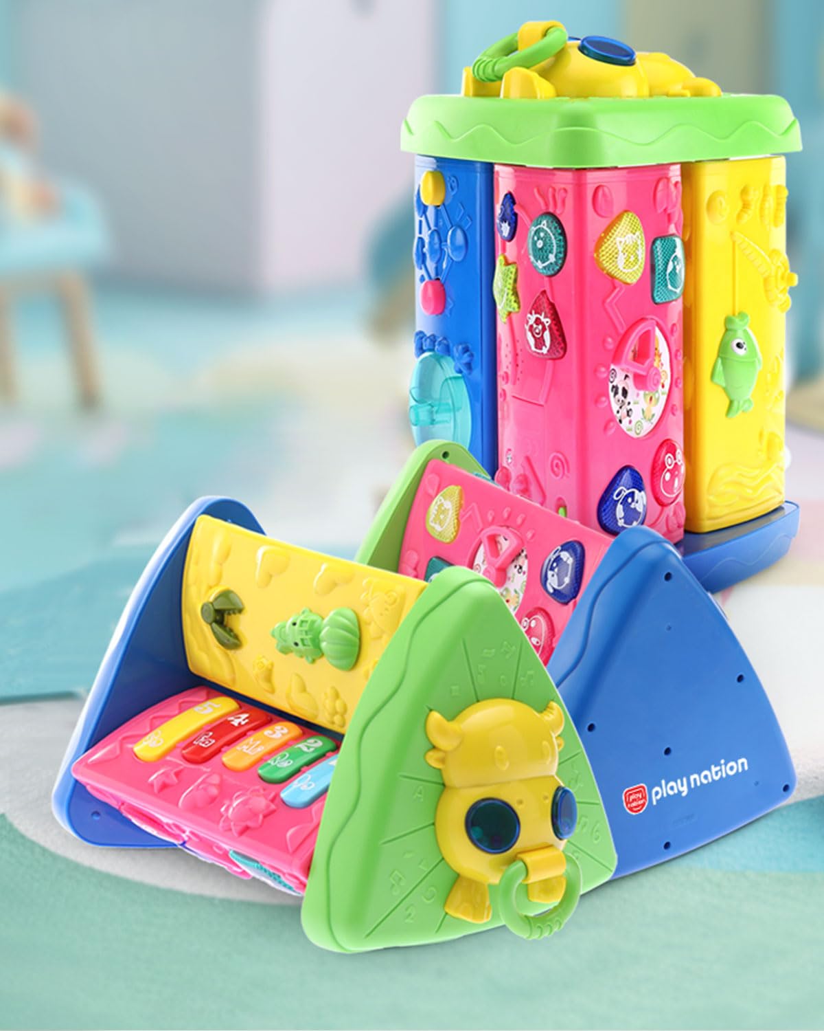 Play Nation Premium Learning Pyramid with Interactive Play for Babies|Multi Activity Toy with Light, Animal Sound, Beads & Drawing|Musical Toy for Toddlers| Fun Educational Toy for 0 to 24 Months Baby (B0D28X5VXB) Amazon Price History, Amazon Price Tracker