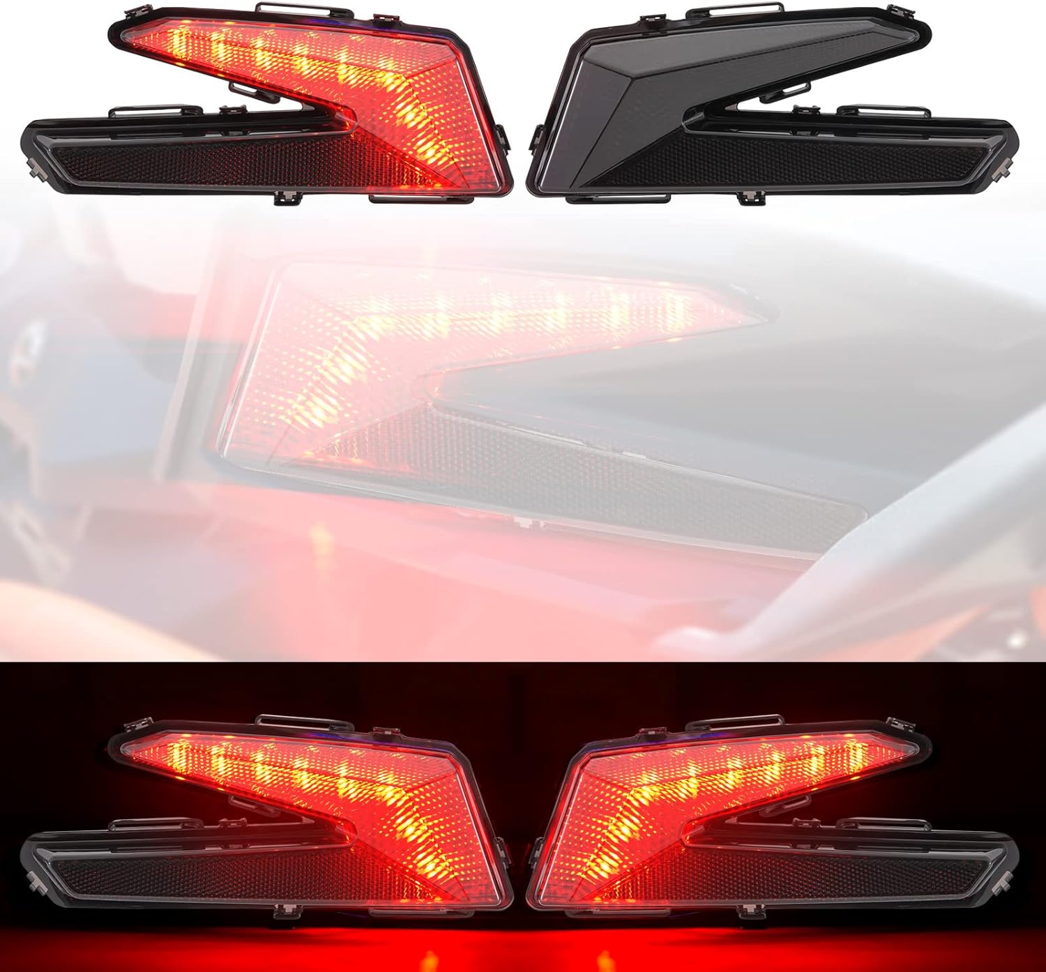 A & UTV PRO LED Tail Lights for Can-Am Maverick X3 XDS XRS Max Turbo R 2017-2025 Accessories, Rear Brake Taillights Stop Lamps Assembly Kits, Replace OEM#710004744, 2pcs, Black