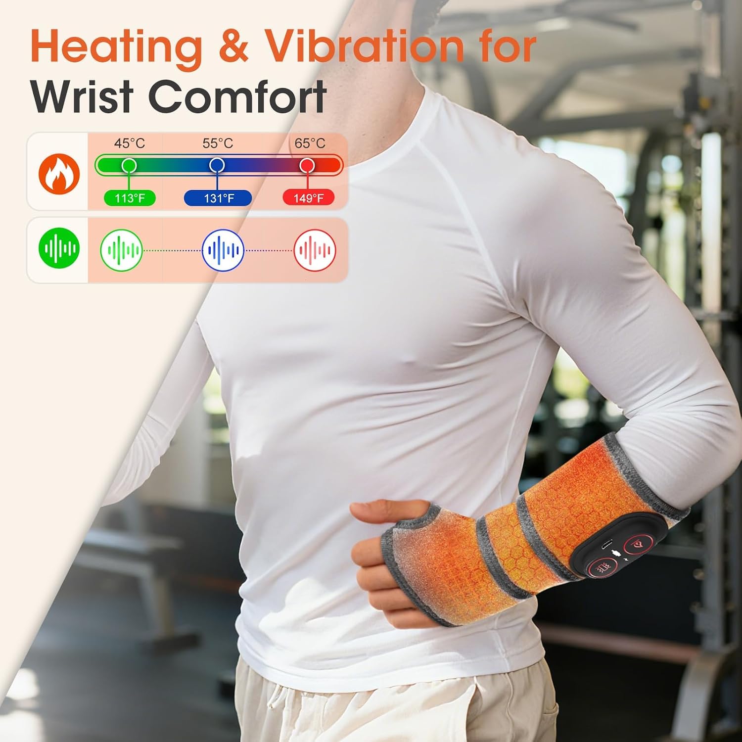 Cordless Heated Wrist Brace for Pain Relief,Rechargeable Wrist Heating Pad,Wrist Massager for Carpal Tunnel,Heating Pad for Wrist(Grey)