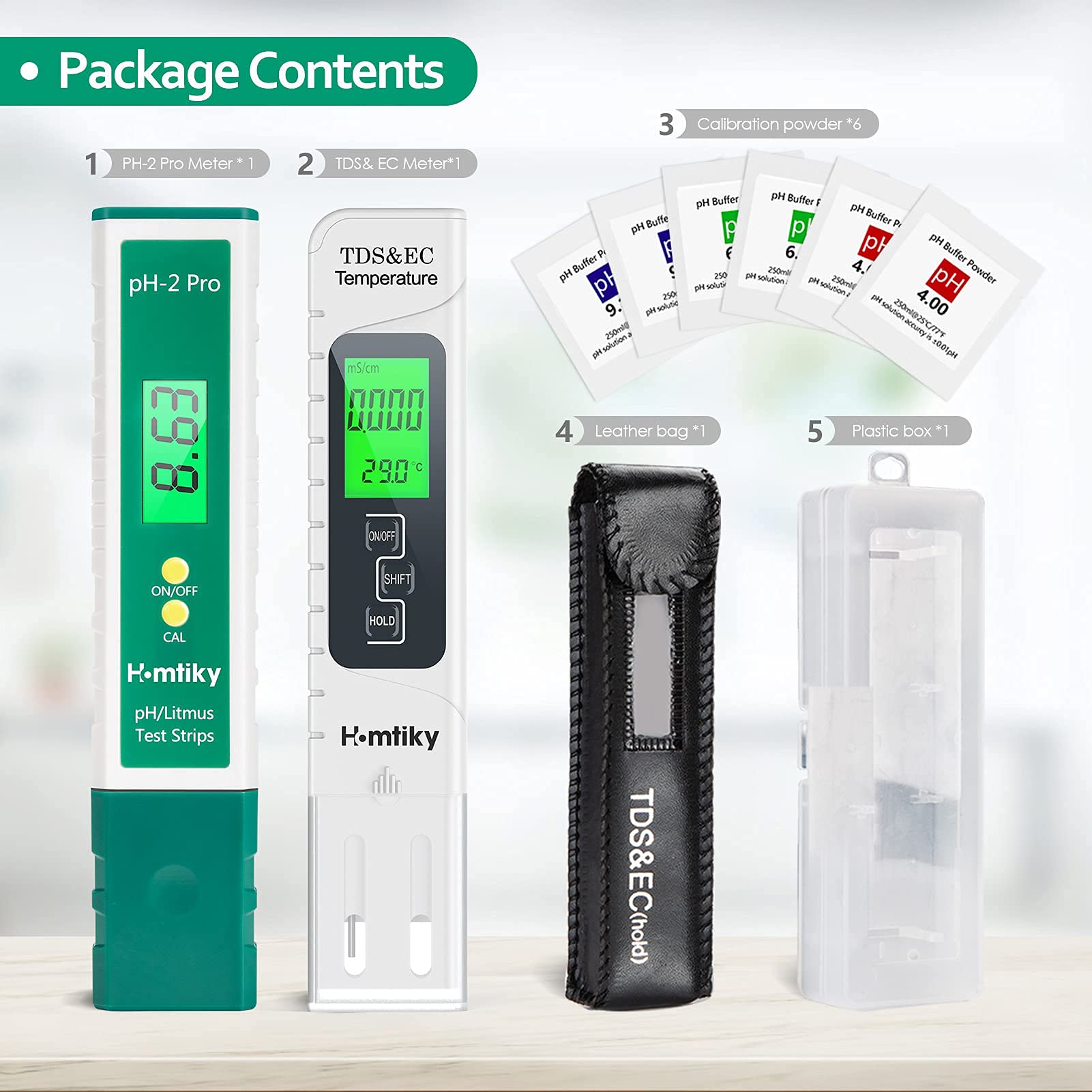 Mètre pH & TDS, Testeur de qualité de l'eau TDS pH 2 en 1, Précision de Mesure de 0 à 14 pH, 1 PPM Résolution, 2% Précision de Lecture, Set 0-9990 PPM, pour Piscine, Aquarium, Plantation, Eau Potable