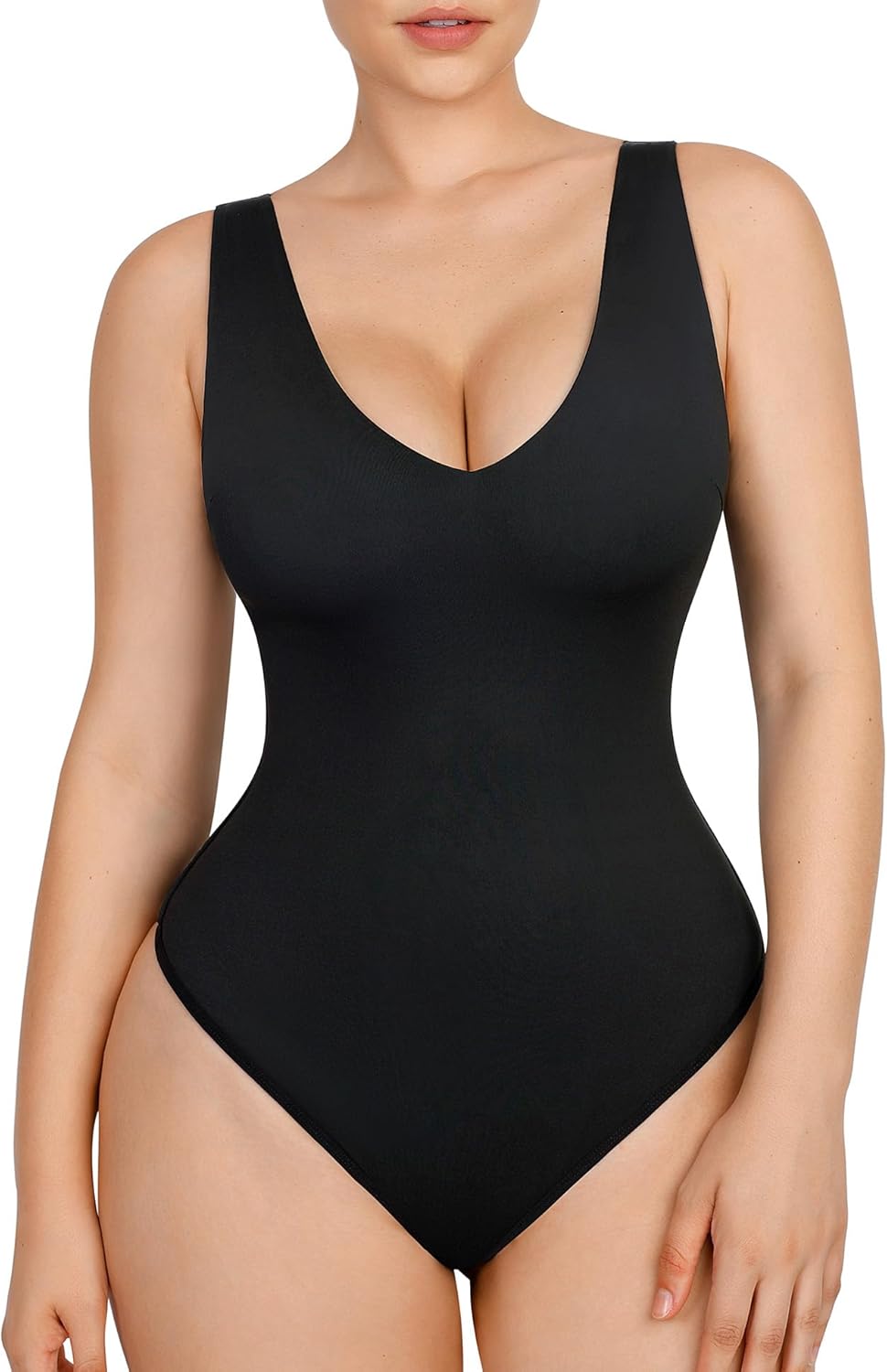 Lover-Beauty Bodysuits for Women Tummy Control Shapewear Plunge Deep V Neck Tank Tops and Thongs Body Shaper