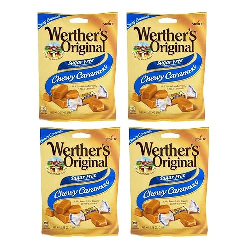 Werthers Original Sugar Free Chewy Caramels, 2.75 ounce (Pack of 4)