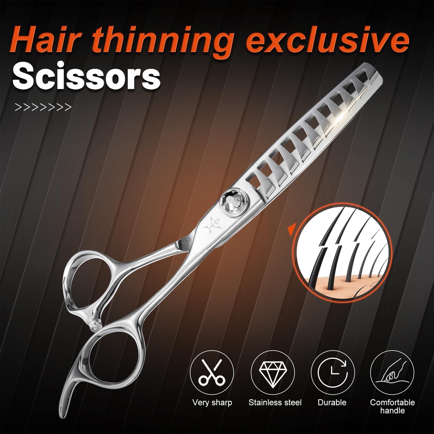 High-end Professional Hair Cut Thinning Scissors Hair Cutting Teeth Shears Barber Hairdressing Texturizing Scissor Extremely Very Sharp 6 Inch Stainless Steel Alloy For Men Women Salon& Home