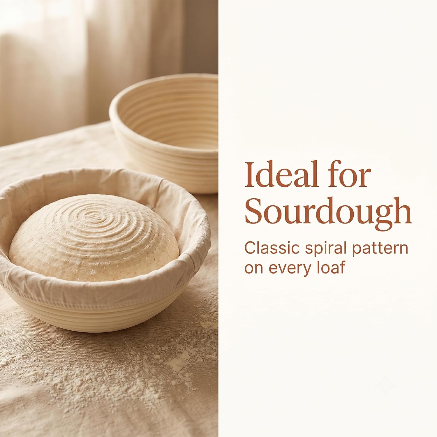 MANCHAP 4 Pcs 9 Inch Bread Proofing Basket, Round Dough Proofing Bowls and Liners for Sourdough Baking, Bread Rising, 23 x 8 cm