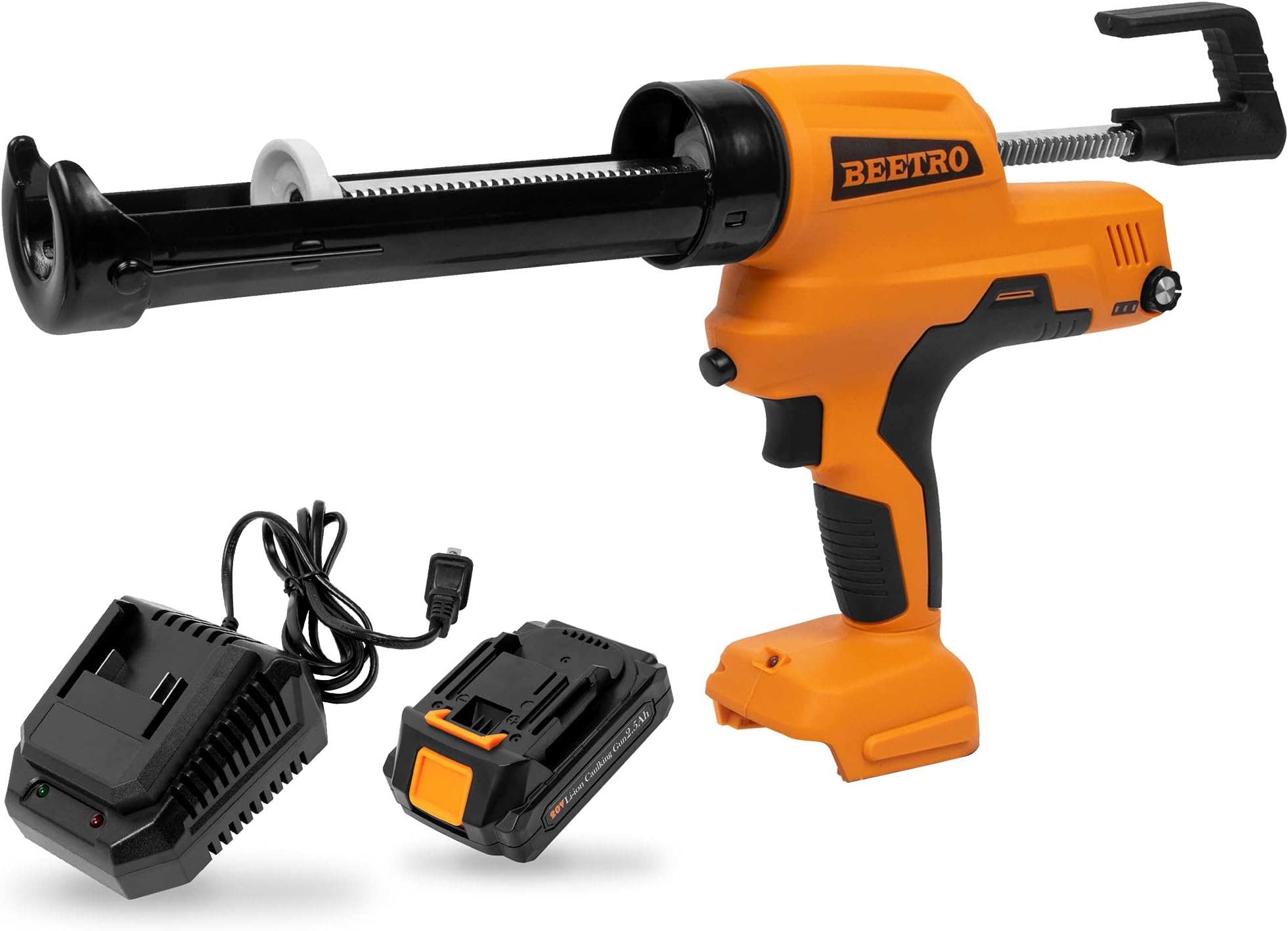 BEETRO Cordless Caulking Gun No Drip, 20V Electric Caulk and Adhesive Gun Kit 10oz/300ml with Rapid Charger and 2.5Ah Li-Battery, Cartridge Gun with Rotatable Carriage