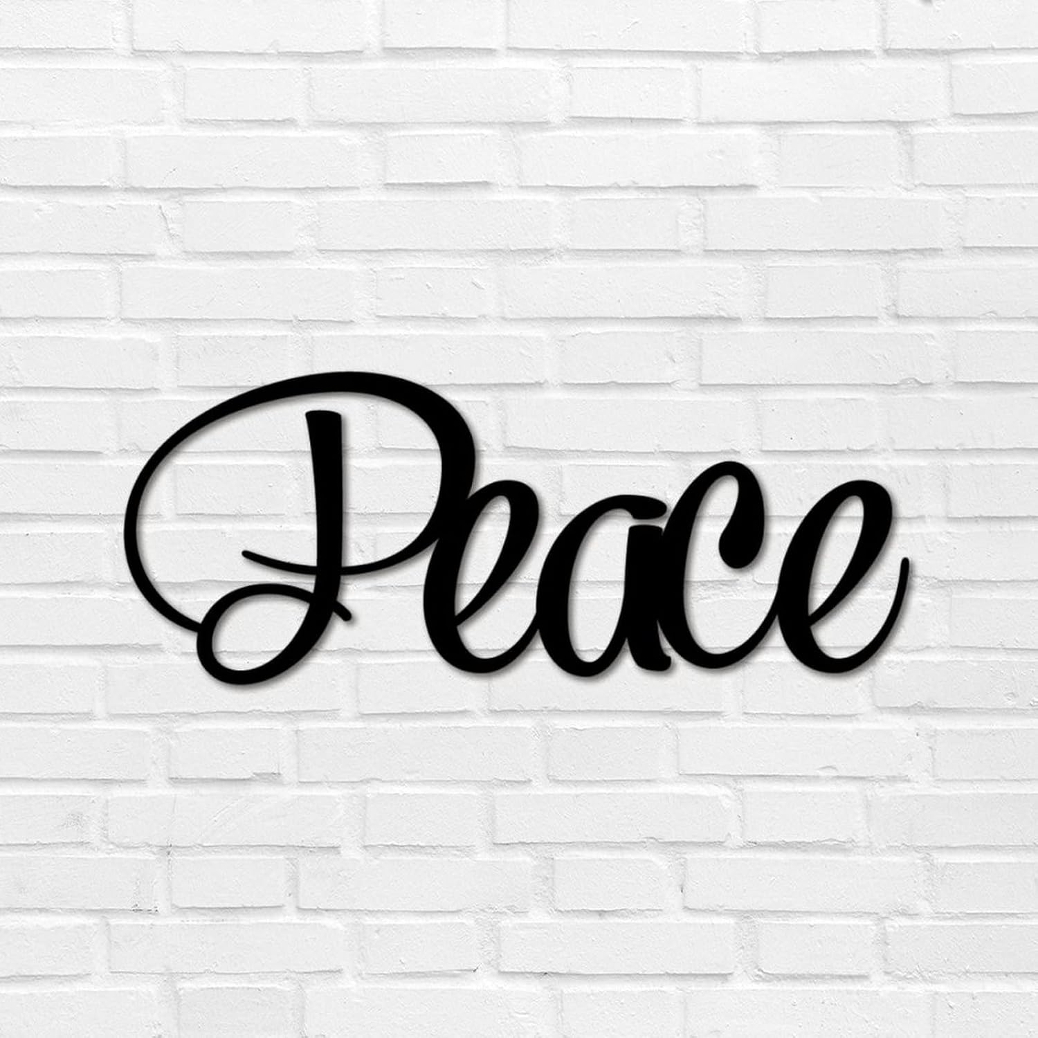 Metal Sign Peace Word Art Sign Calligraphy Modern Long Lasting Steel Metal Wall Cut Out Cut Out Sign Modern Metal Family Sign for Dining Room Front Door Decorations Home Gift 12 Inch