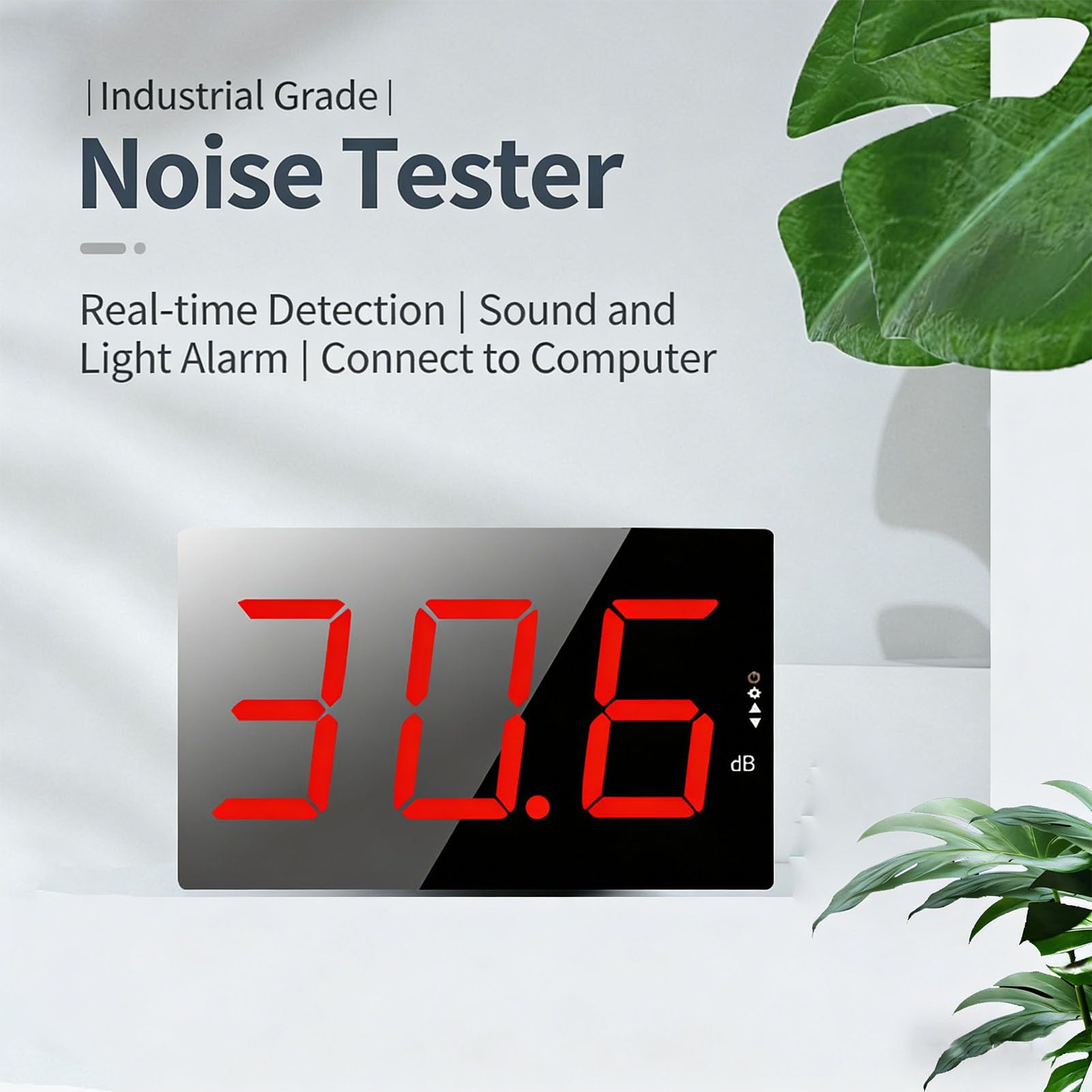 Fafeicy Medidor de Nivel de Sonido con Pantalla LCD de 3 Pulgadas, Probador Digital de Decibelios Medidor de Ruido de Montaje en Pared, Rango de 30-130 DB Probador de Ruido Digital con