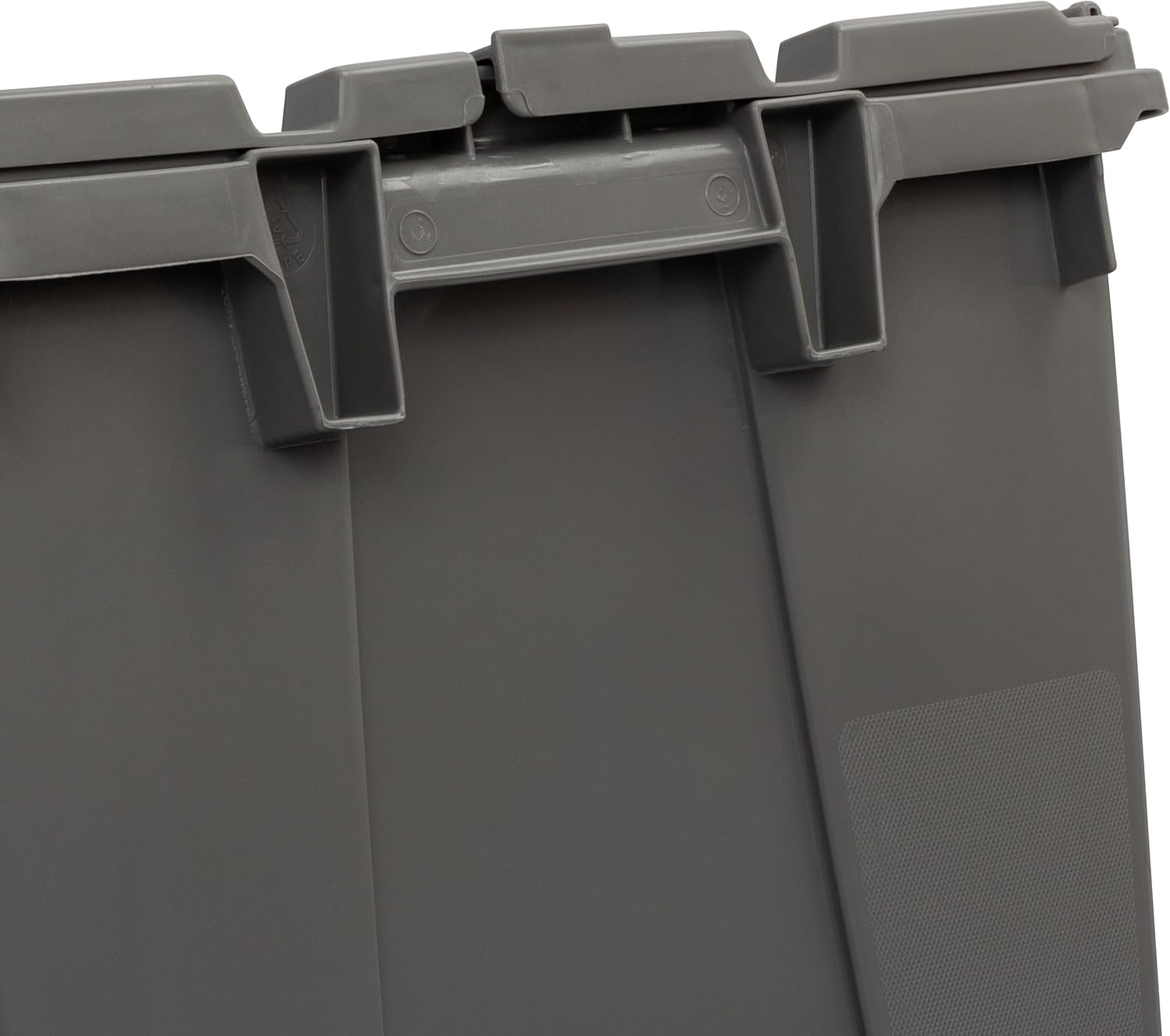 Buckhorn Industrial Lidded Plastic Storage Container, Nesting and Stackable Plastic Storage Box with Lid Attached, Organization Tote for Garage and Warehouse, 12 Gallon Capacity, 21"x15"x12", Gray