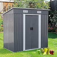 Vista 1 de Arlopu Cobertizo de almacenamiento para exteriores de 6 x 3.5 pies, cobertizos de metal con puertas correderas y rejillas de ventilación, gabinete
