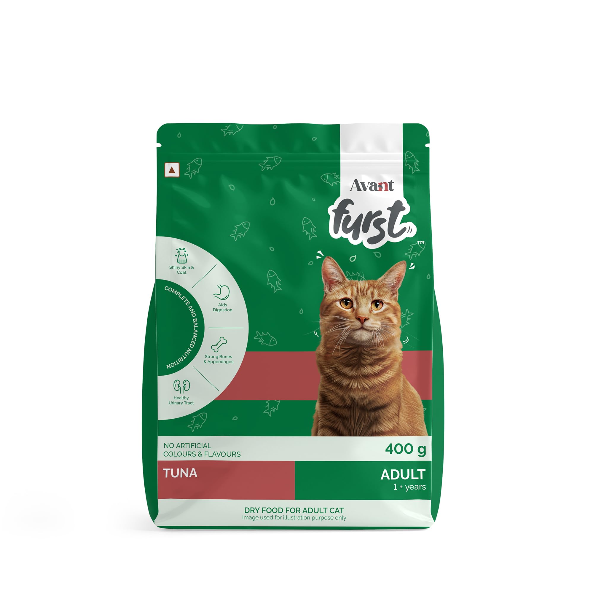 Avant Furst Adult Dry Cat Food Tuna Fish Flavor, Cat Food Dry with Real Tuna Fish, Taurine, Omega 3 & 6, No Artificial Additives, Daily Nutrition for Adult Cats, 400g