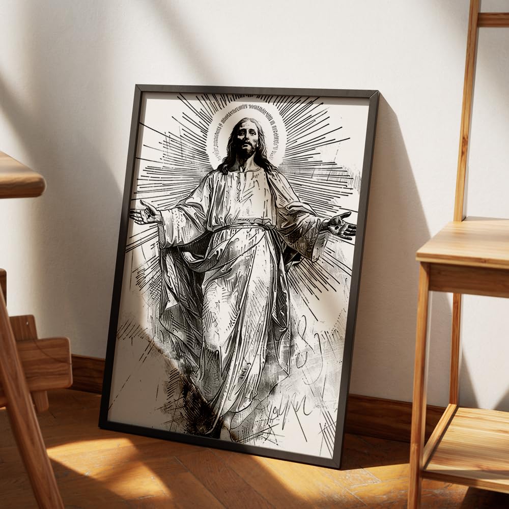 Amazon.co.jp: Faith in Jesus スケッチポートレートキャンバス