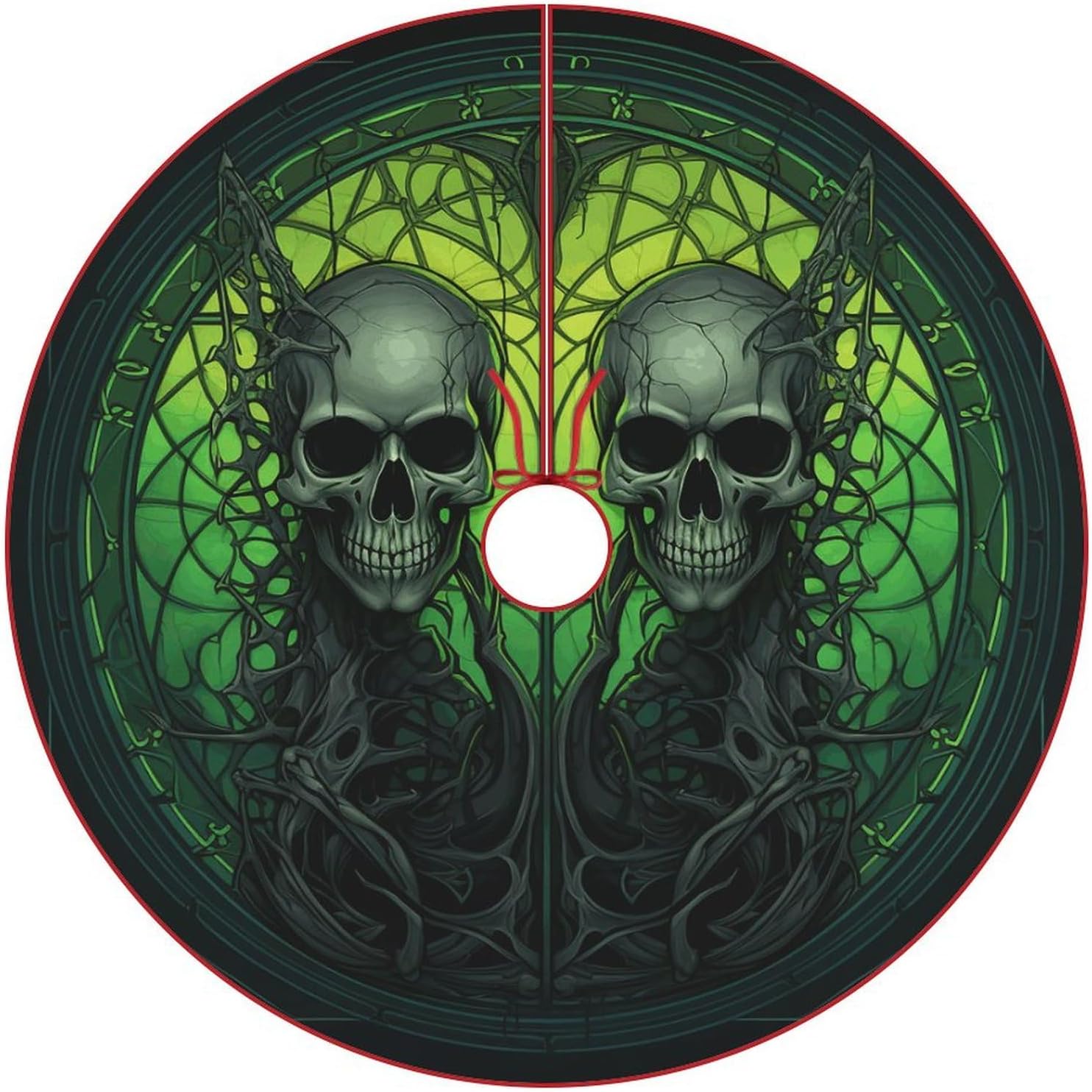 Christmas Tree Skirt 48 Inch Horrible Green Skull Tree Skirt Double