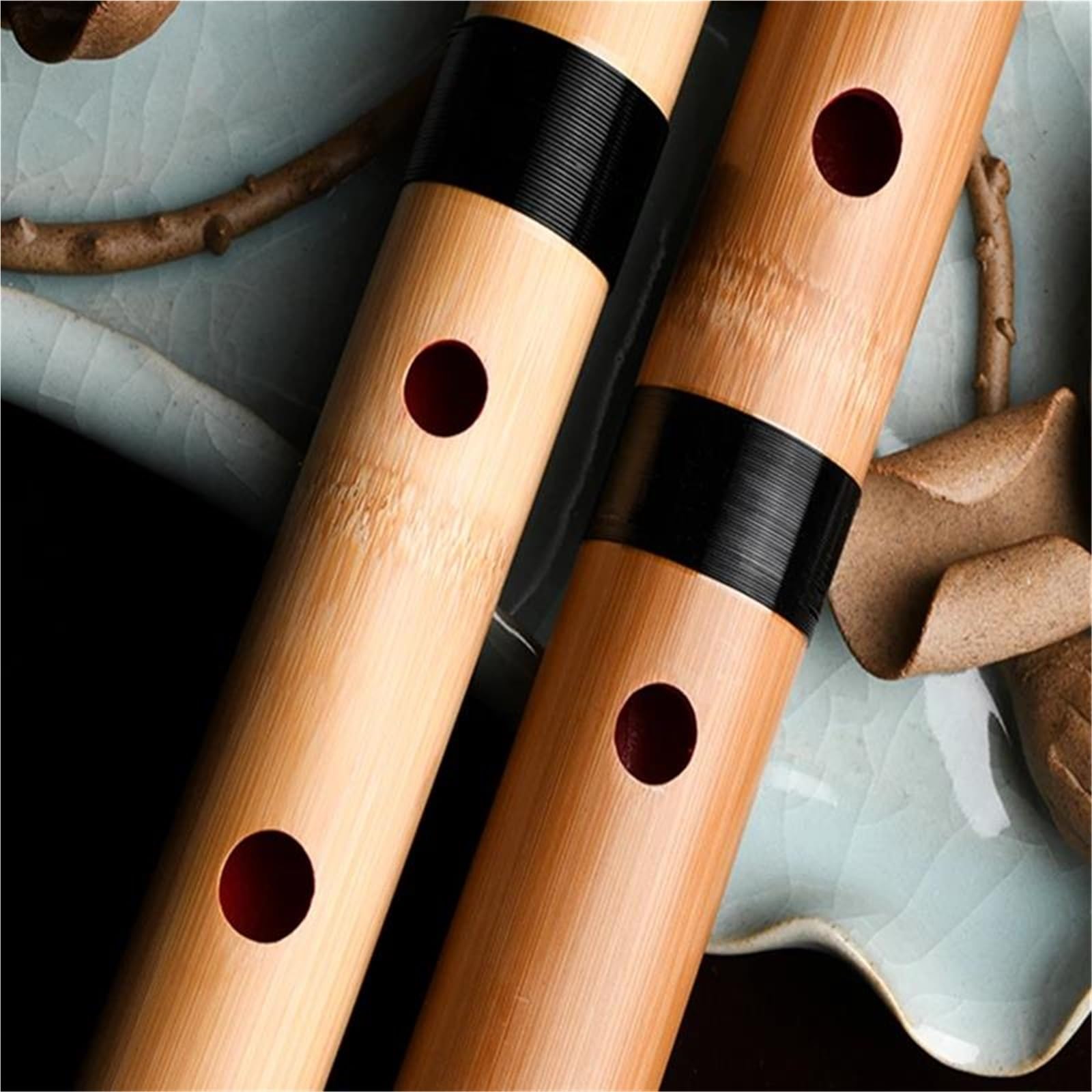 Instrument De Flûte En Bambou Flûte En Bambou Shakuhachi 5 Trous G/F Réglage En Bambou Naturel Débutants Et Adultes Jouant De La Flûte En Bambou(F)
