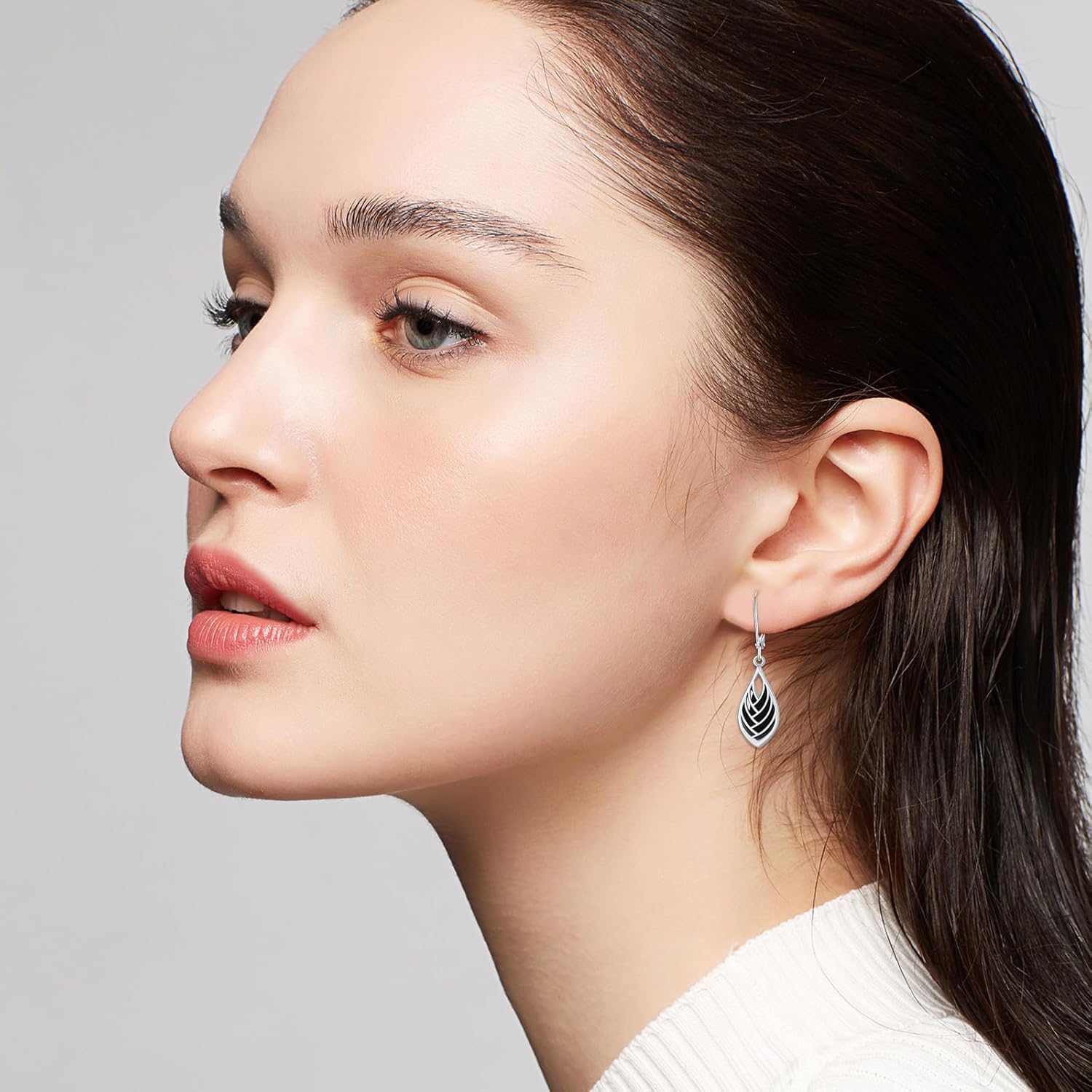 PELOVNY Turquoise/Black Onyx/Moss Agate/Larimar/Lapis Lazuli/Abalone/Moonstone/Pink Opal Earrings S925 Sterling Silver Teardrop Dangle Earrings Jewelry for Women Mothers Day Birthday Christmas Gifts