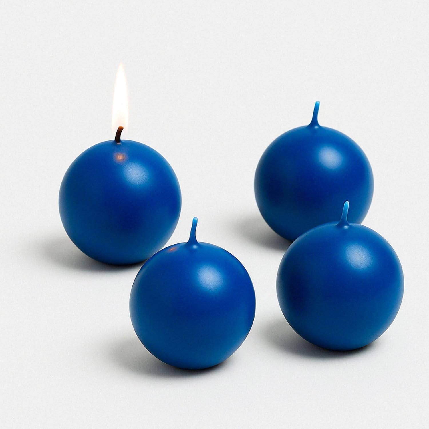 Biedermann & Sons 8-Hour Long Burning Unscented Round Ball Candles, Royal Blue, 2.5 Inch - Set of 4