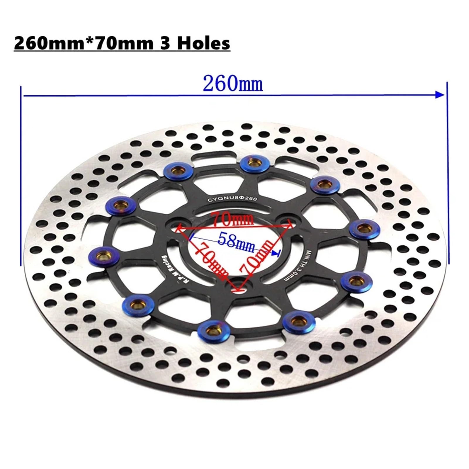 Disco Freno Flottante A 3 Fori 260 * 70 Mm / 5 Fori 260 * 60 Mm Adatto Per Scooter Yamaha Aerox BWS RSZ FORCE Adatto Per M3 N1S Disco Freno Anteriore Moto(Gray 5 holes)