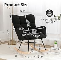 Vista 2 de NIOIIKIT Mecedora tapizada para guardería, mecedora tapizada de peluche, asiento acolchado con respaldo alto, silla auxiliar cómoda para sala