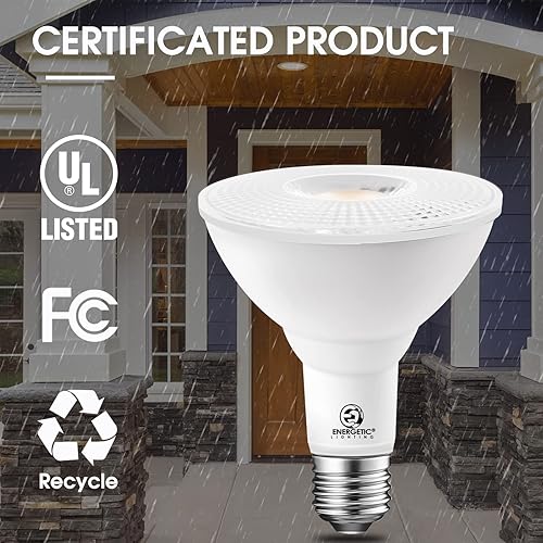 Miniatura 6 de Energetic - Bombillas LED PAR30, luz de inundación para interiores y exteriores de 10 W (equivalente a 75 vatios), luz diurna de 5000 K, 1000