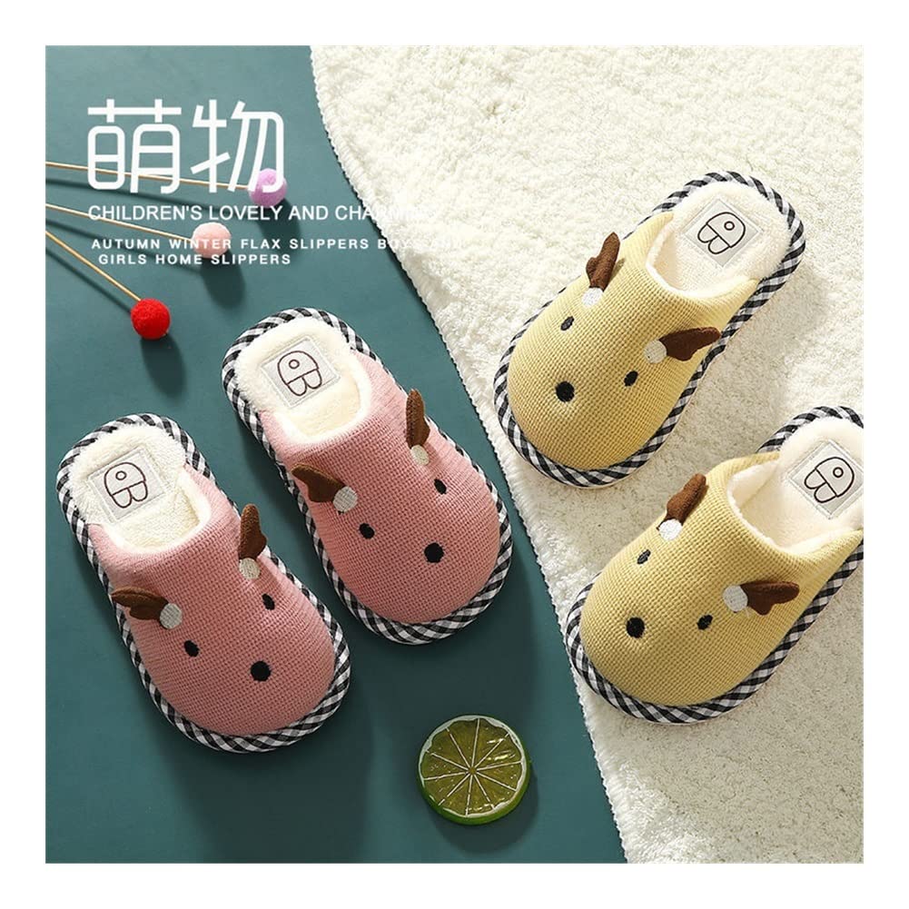 Pantuflas de algodon Lino de invierno zapatillas for bebés for niñas niños zapatillas de hogar princesa antideslizante slippery peep-toe niños zapatos for interiores zapatos cálidos niños zapatillas