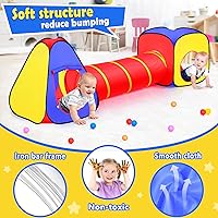 Vista 4 de Tienda de campaña para niños con bolas+túnel de gateo + tienda de campaña de castillo, casa de juegos desplegable para niños y niñas, regalo