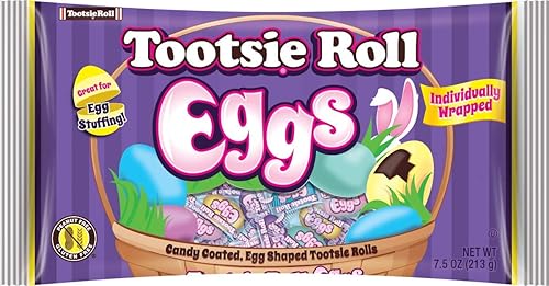 Huevos de caramelo Tootsie envueltos individualmente, rellenos de cesta de Pascua, 7.5 onzas (individual)