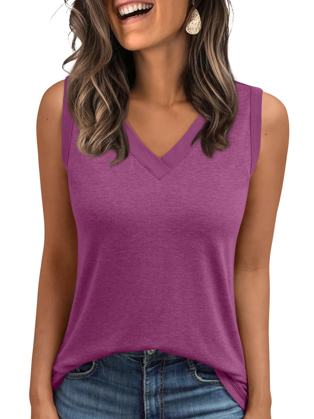 AUTOMET Tank Top Women Summer 2026 Casual Spring V Neck Sleeveless Tee Shirt Basic Trendy Beach Vacation Outfits Clothes