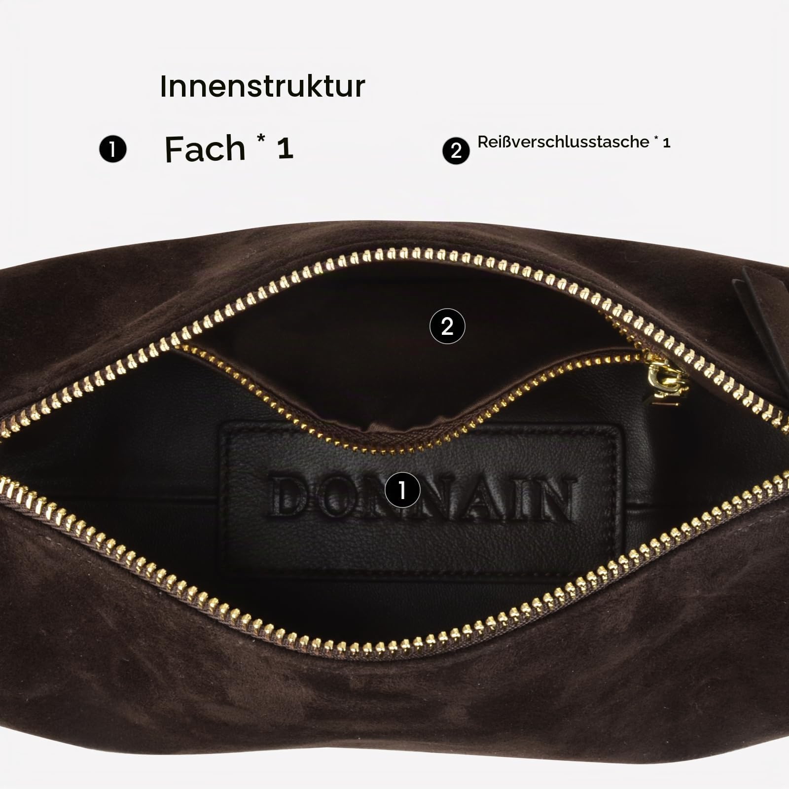 DONNAIN Premium Wildleder Tasche Damen, Handtasche Damen Leder