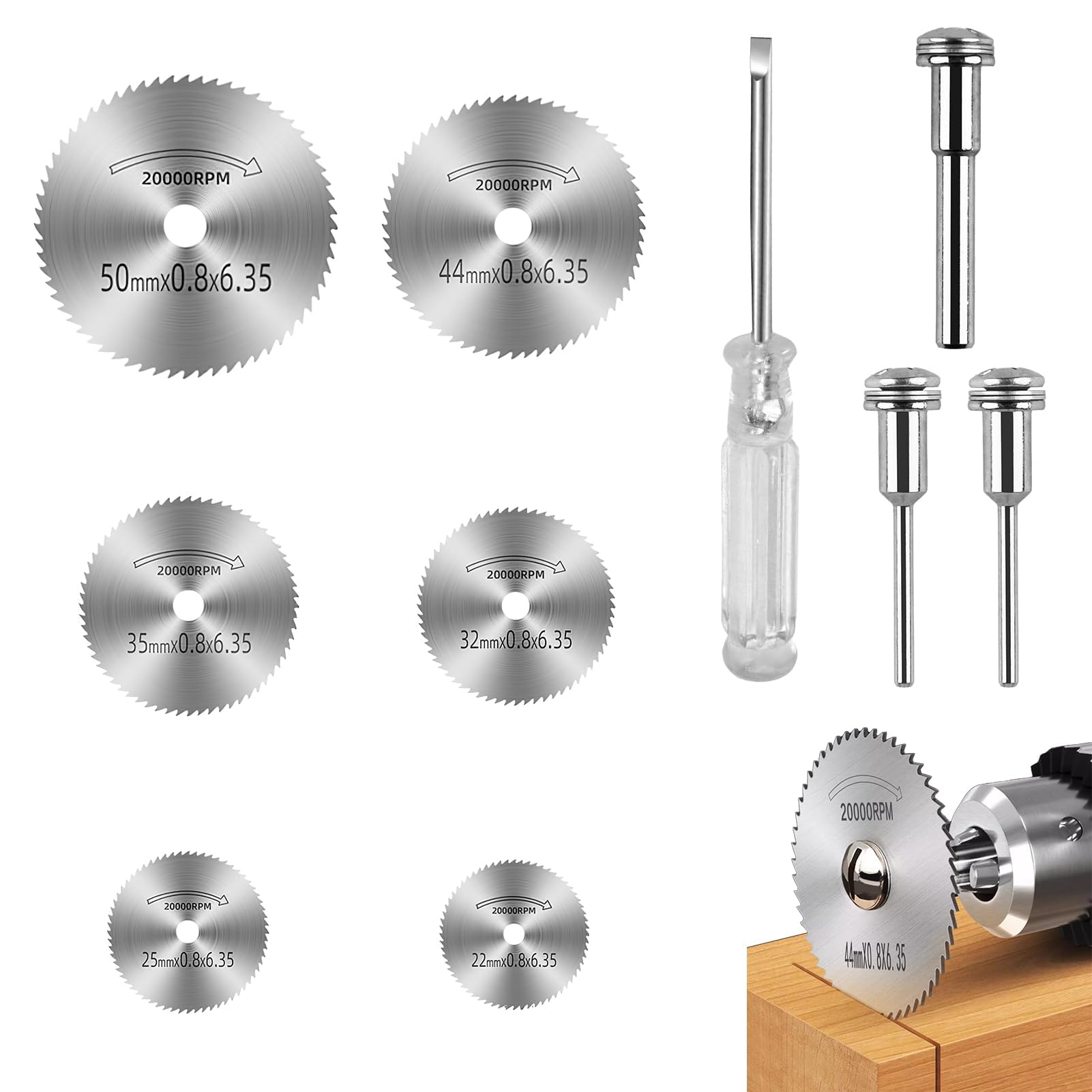 10 Pezzi Dischi da Taglio HSS,Dischi Diamantati Mini di Tagliante, Mini Lame per Seghe Circolari, per Tagliare Legno, Plastica, Fibra di Vetro, Incluso Cacciavite per Montaggio