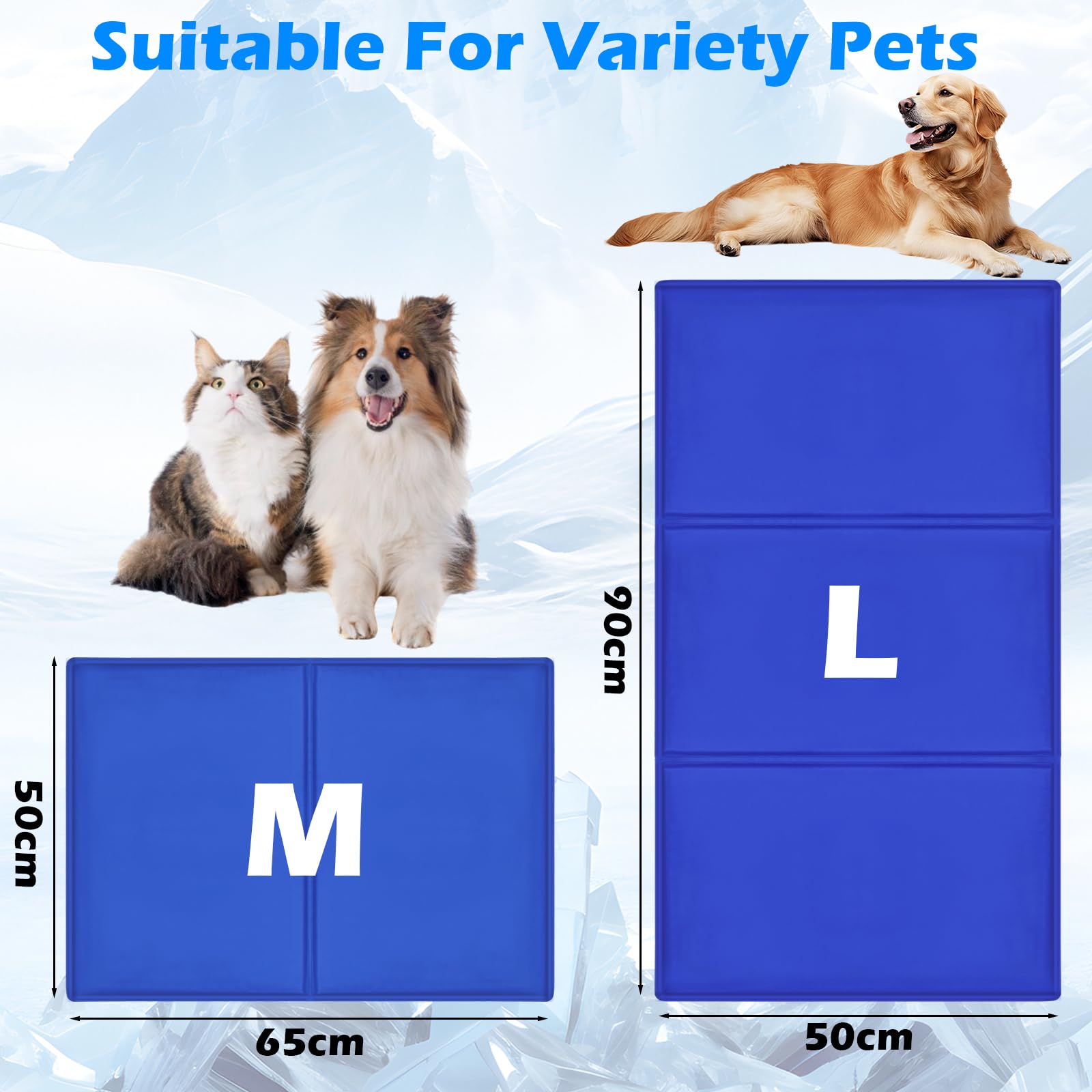 Tappetino Refrigerante Cane 90x50cm in Gel Non Tossico Auto Raffreddamento per Cani e Gatti