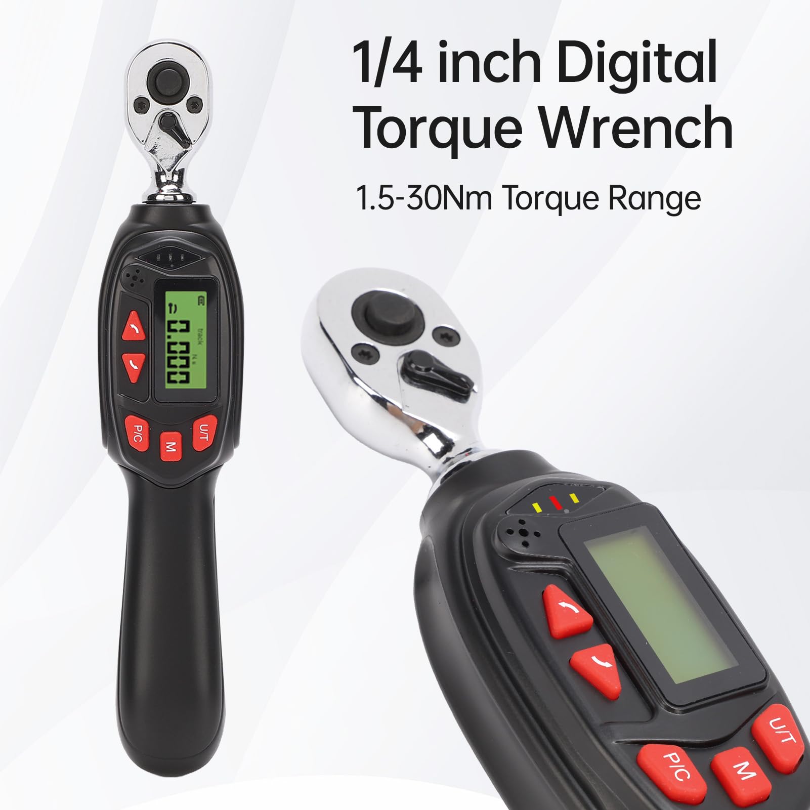 Zestaw cyfrowych kluczy dynamometrycznych 32 sztuki 1/4 1,5-30 Nm brzęczyk LED Flash Powiadomienie Samochód, Motocykl, DIY i Zestaw naprawczy domu