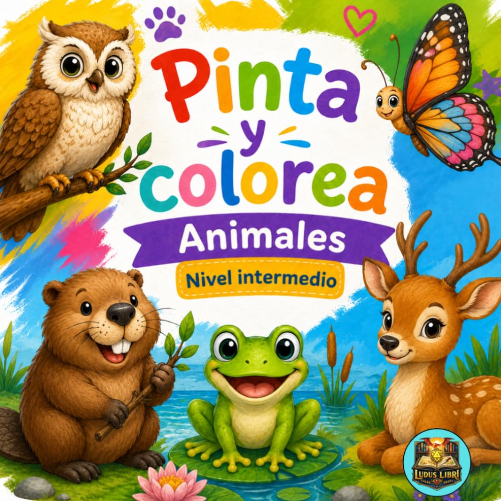 Pinta y colorea: Animales (nivel intermedio)