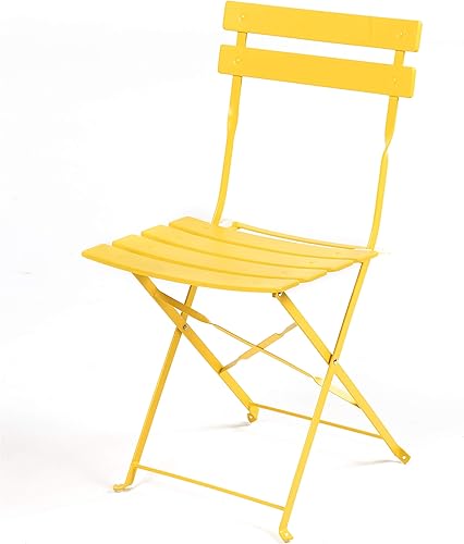 Miniatura 6 de Grand Patio - Juego de muebles de patio de acero estilo bistró plegables juego de mesa y sillas plegables para exteriores de 3 piezas amarillo