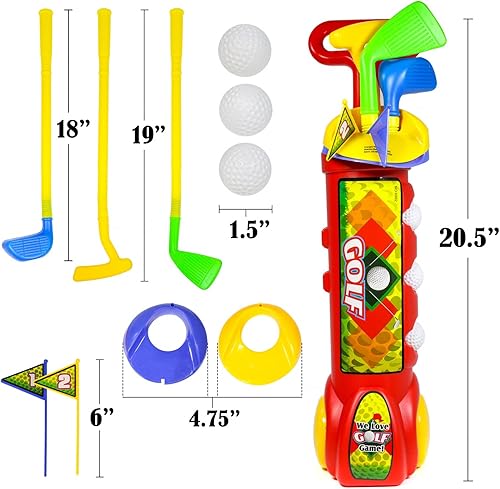 Miniatura 2 de KidPlay Products Juego de simulación de club de golf al aire libre para niños pequeños - rojo