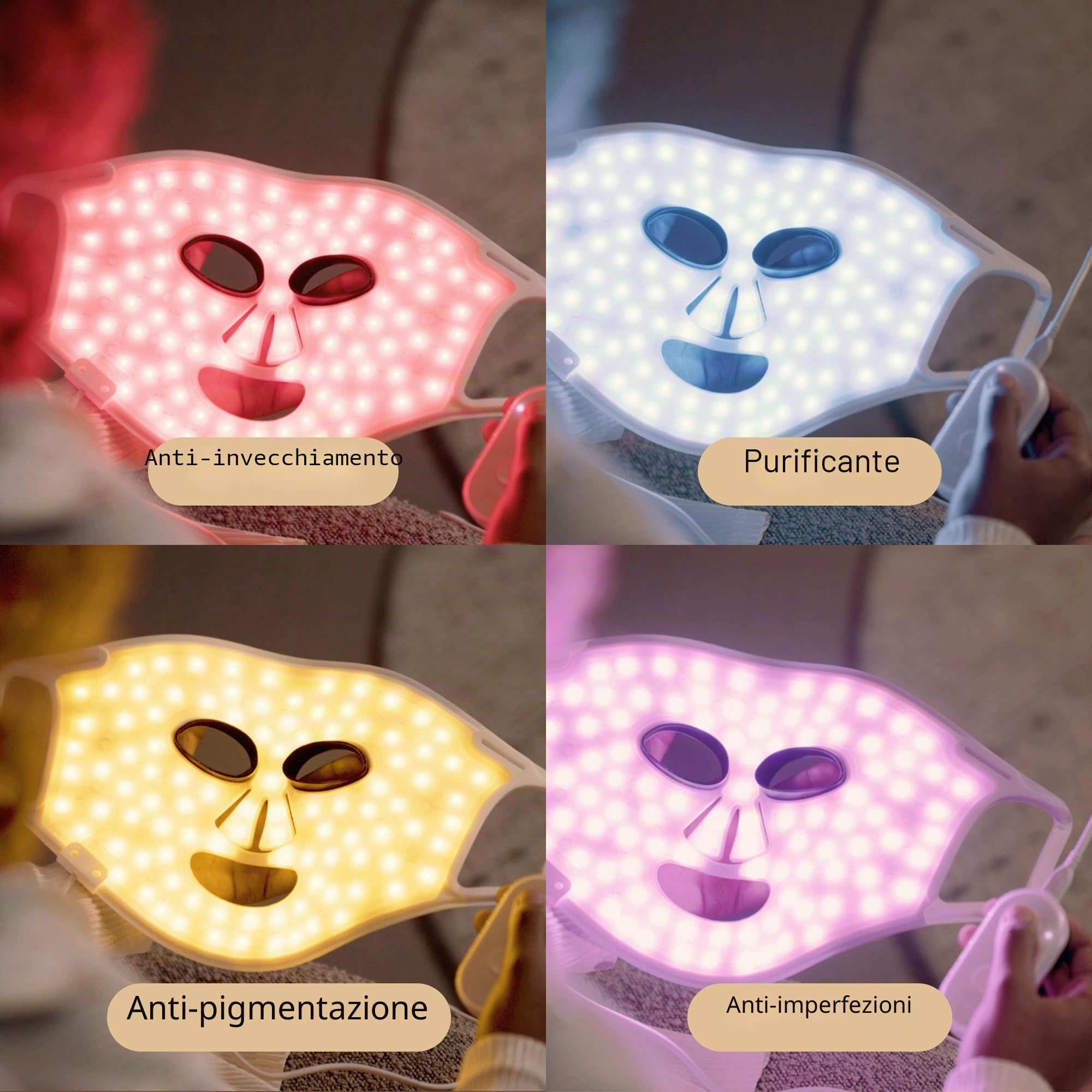 Silk'n Maschera viso I LED Maschera viso 100 I Maschera viso cura della pelle con tecnologia leggera I Riduce linee sottili e rughe I Bianco