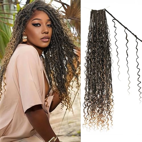 Boho Faux Locs Crochet Hair 18 Inch Goddess Locs 8