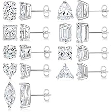 9 Pairs 18K Gold Plated Stud Earrings Set for Women Cubic Zirconia Earring