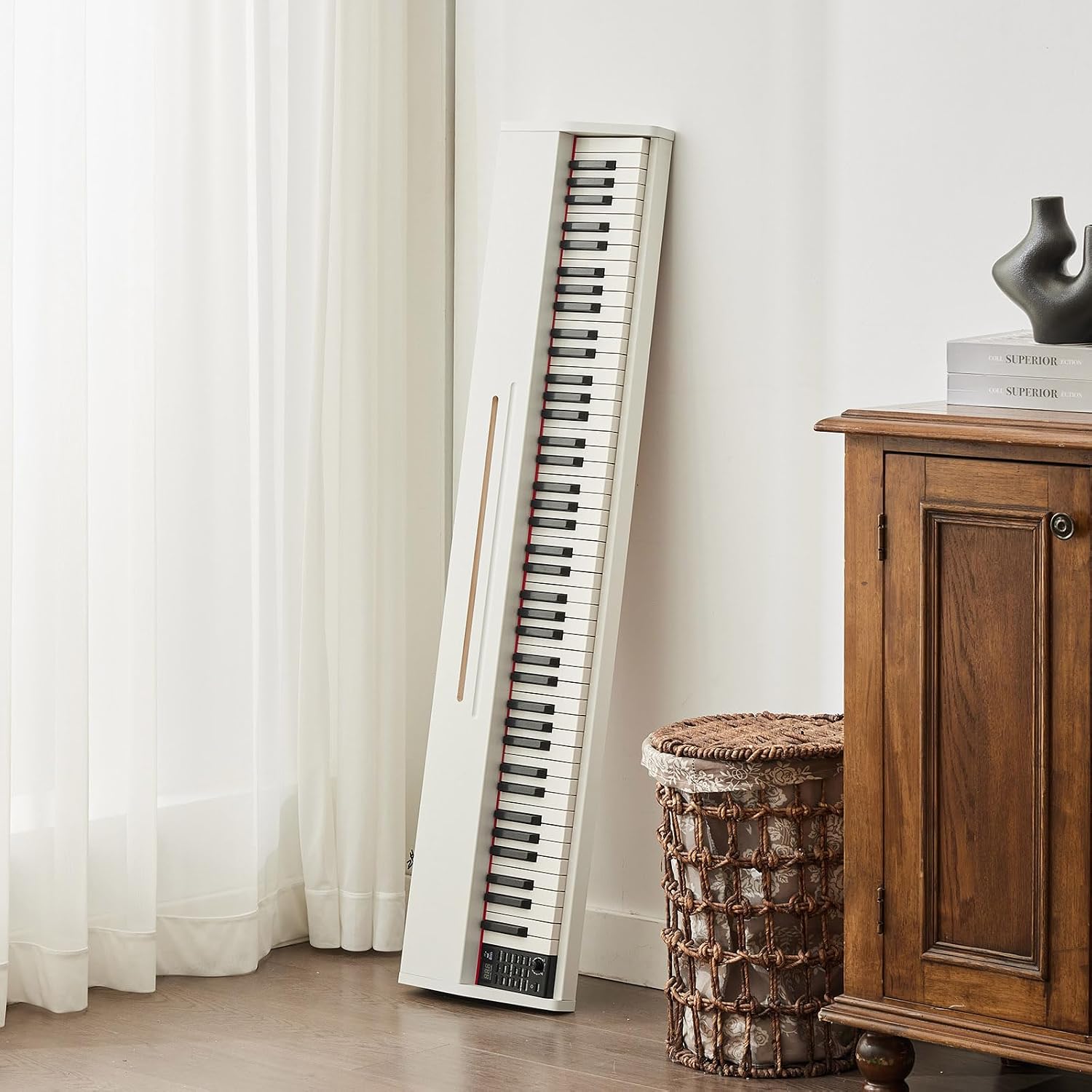 MUSTAR 88 Key Piano Keyboard for Beginners, Semi Weighted Electric Piano Keyboard 88 Keys, Portable Digital Piano 88 Key Weighted with 3-Pedal Unit, Built-In Speakers, USB/MIDI Connecting (White)