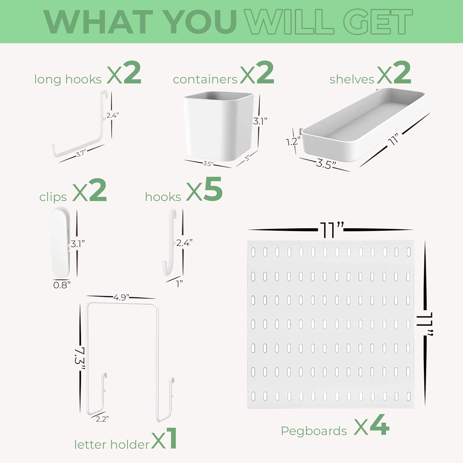 Amаzіng 🔥 Keepo Pegboard Combination Kit with 4 Pegboards and 14 Accessories Modular Hanging for Wall Organizer, Crafts Organization, Ornaments Display, Nursery Storage, 22 x 22, White | Peg Boards for Walls