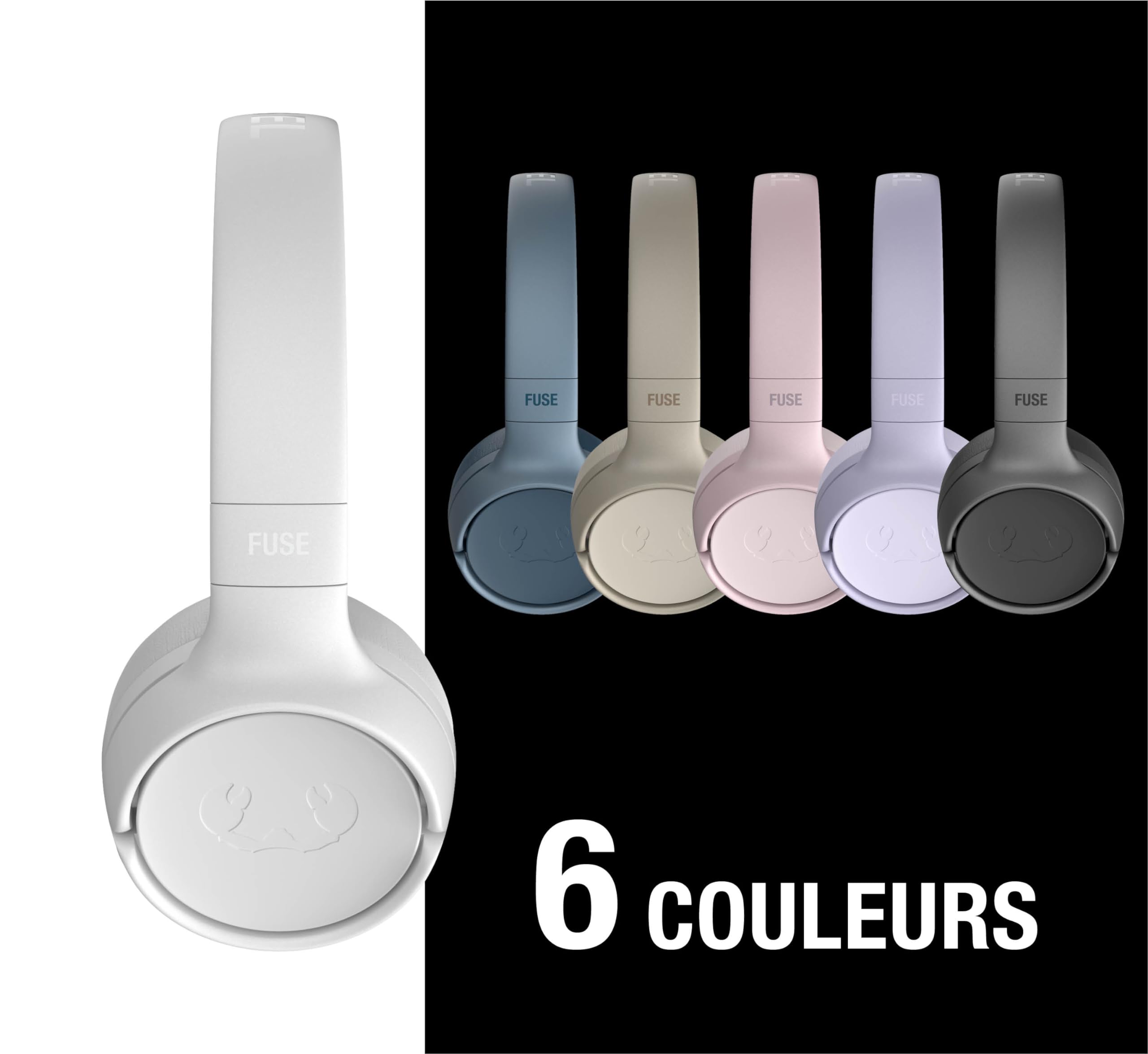 Fresh 'n Rebel Code Fuse, Casque Bluetooth sans Fil Supra-Aural, 30h D'Autonomie, avec Microphone et Assistant Vocal, Commandes de Volume et Boutons de Lecture/Pause, Pliable (Ice Grey)