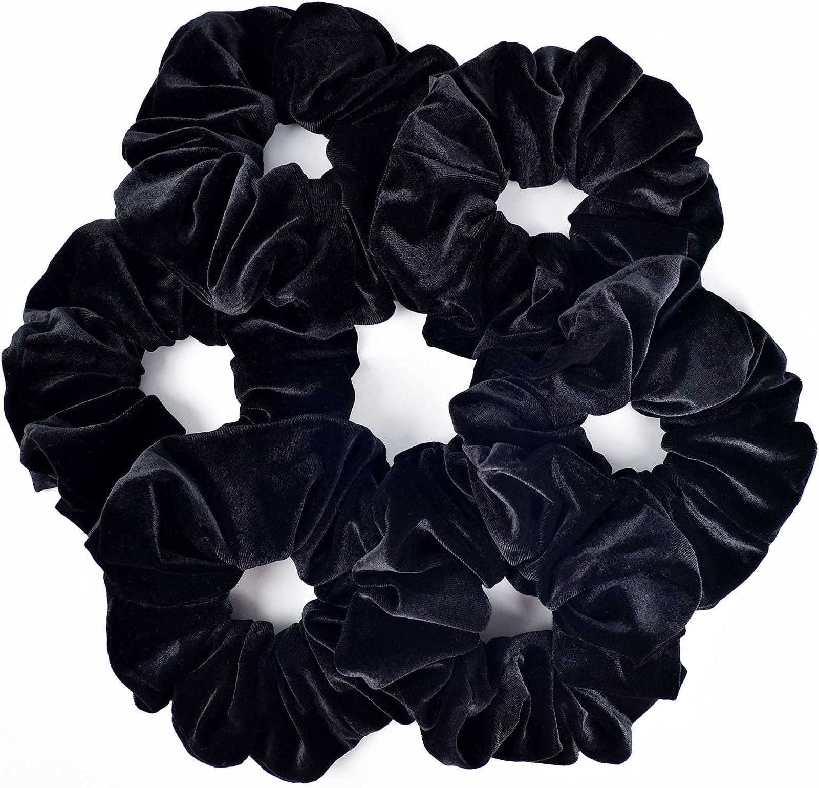 CEELGON Black Big Velvet Scrunchies Large Hair Ties 7.5inches Oversized Silk Thick Scrunchie Jumbo Hair Scrunchies Curly Hair Accessories 6 Pack (Black)