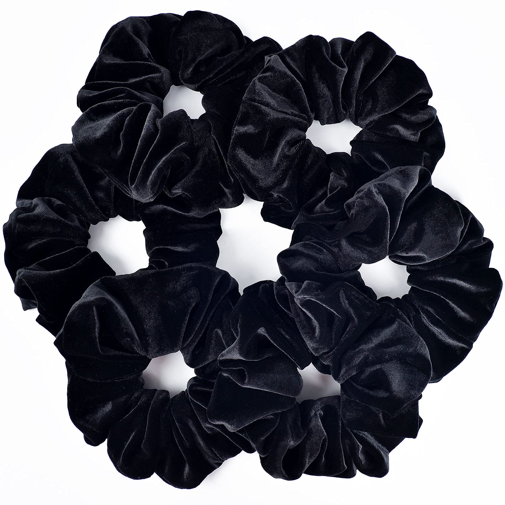 CEELGON Black Big Velvet Scrunchies Large Hair Ties 7.5inches Oversized Silk Thick Scrunchie Jumbo Hair Scrunchies Curly Hair Accessories 6 Pack (Black)