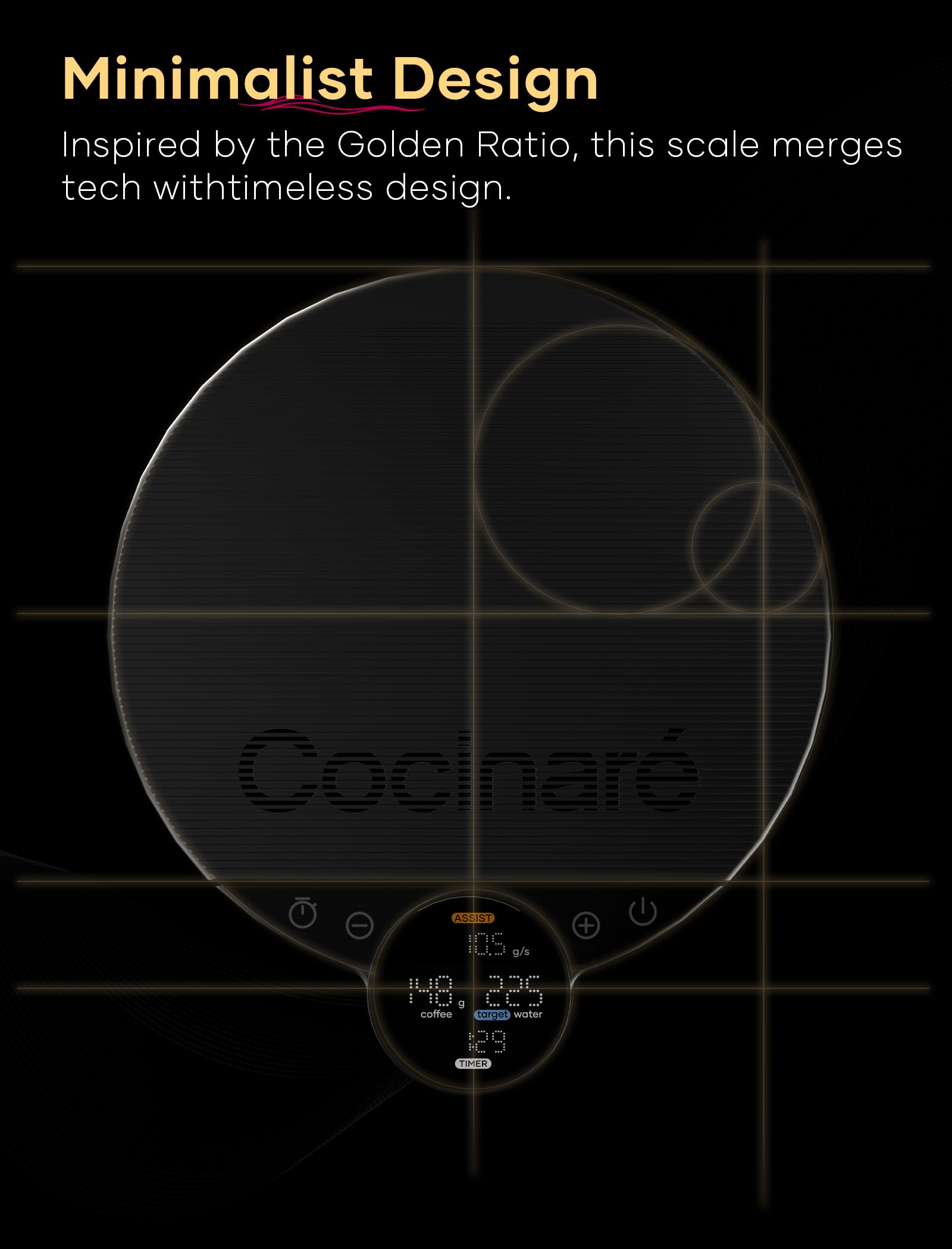 Cocinare Balance Lite - Báscula digital de café, báscula digital de cocina para café y productos pequeños (negro obsidiana)