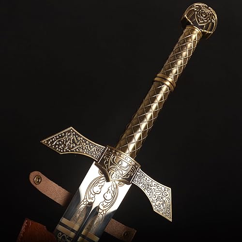 Miniatura 4 de The Game ER Sword Series Caballero de metal de acero inoxidable y espadas gigantes, funda de cuero