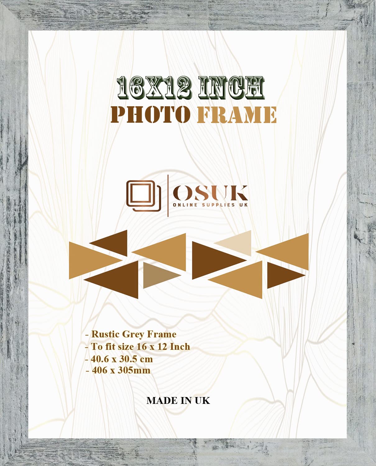 Frame Eazy Rustic Grey Osuk Photo Frame 40.6 X 30.5Cm Large Photo Frame 16 X 12 Inch Picture Frames With Clear Perspex Front & Wall Mounting 12" X 16" Frame (Rustic Grey)