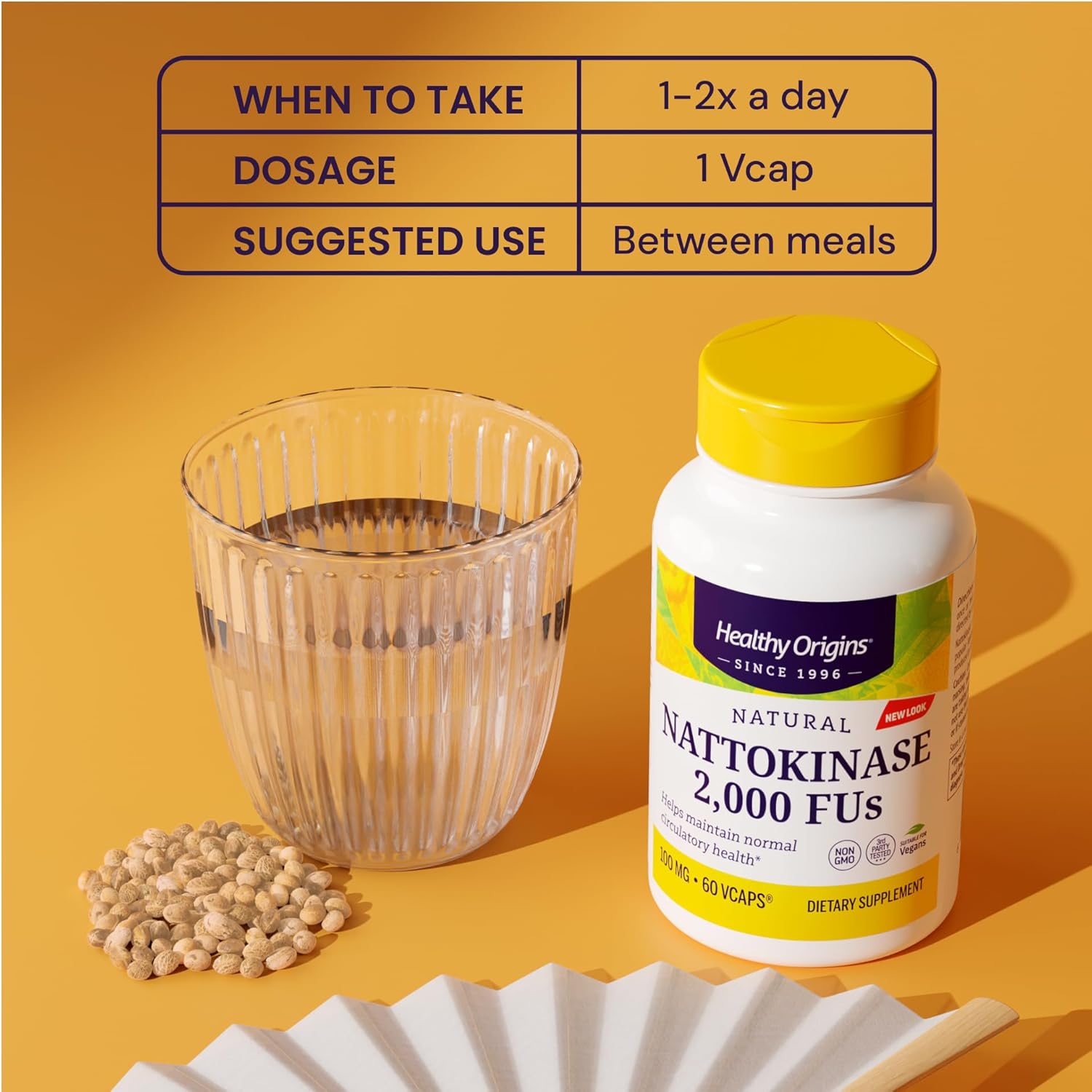 Healthy Origins Nattokinase 2,000 FU's (100 mg, Non-GMO, Gluten Free, Circulatory Support), 180 Veggie Caps