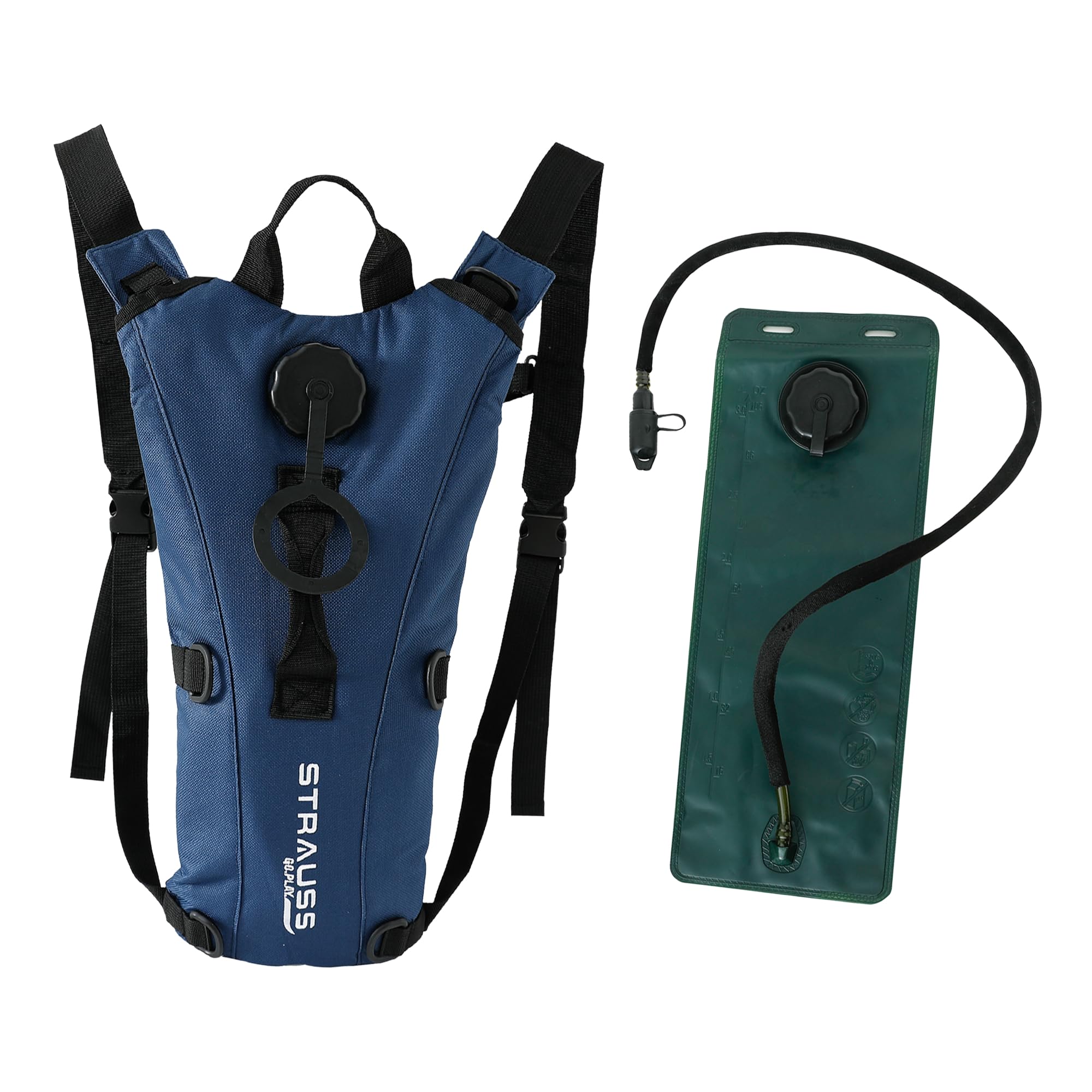 STRAUSS Hydration Bag for Bike | Multi-Compartment | 3L Water Pouch for Trekking | 600D Waterproof Fabric Bag for Camping | Riding Backpack for Bikers | Hydration Bag with Bladder | Unisex Backpack