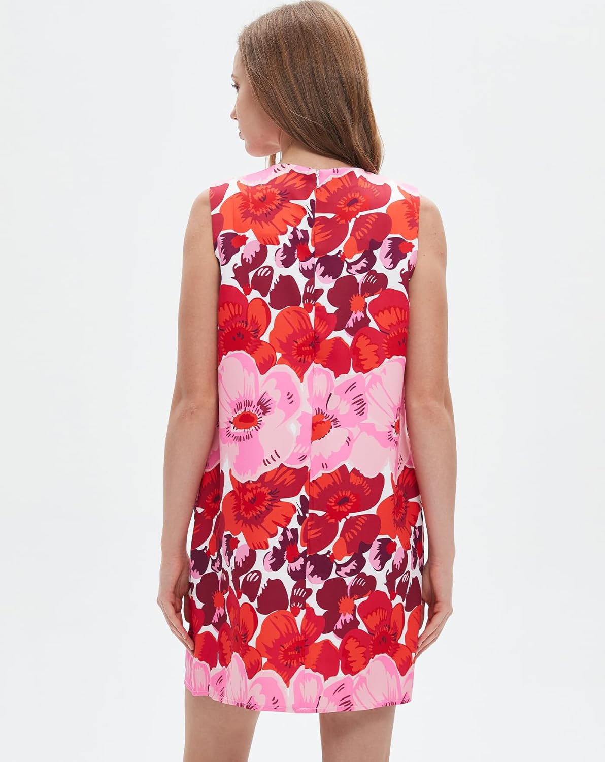 Women's 2025 Summer Sleeveless Tank Dress Crewneck Floral Print Pleated A Line Casual Short Mini Dresses - Image 2