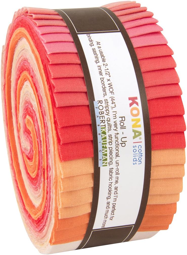 Studio RK Kona Cotton Solids Blushing Boquet Roll Up 40 2.5-inch Strips Jelly Roll Robert Kaufman Fabrics RU-434-40