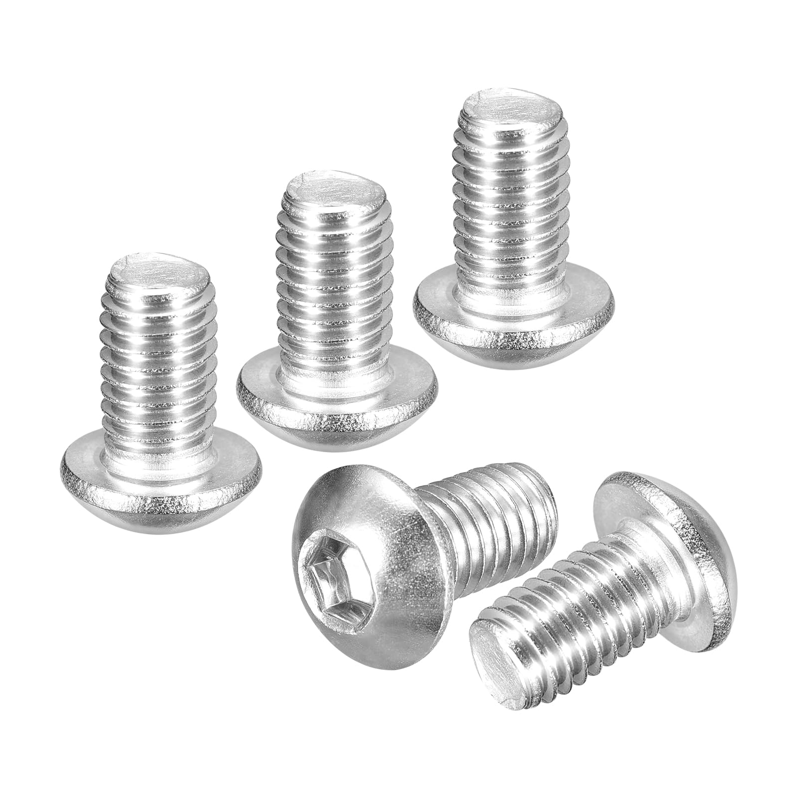 DTGN M8-1.25x12mm Button Head Socket Cap Screws - 20Pack - Good for Road Bicycle, Mountain Bike, Auto, Motorcycle - 304 Stainless Steel Whitewashed - Hex Socket Drive Fasteners — image 1
