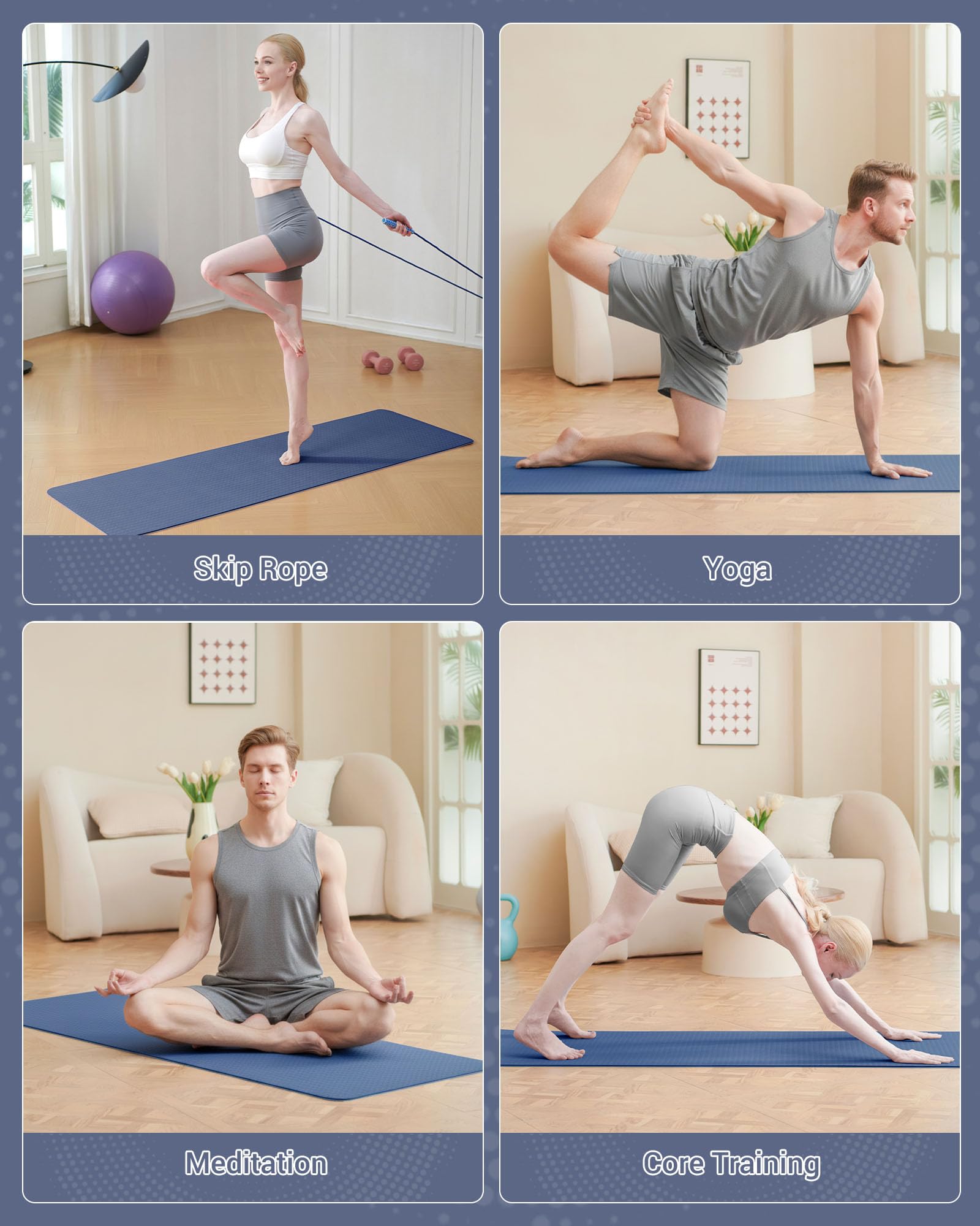 Good Nite Tappetino da ginnastica, yoga, fitness, antiscivolo, per allenamento, sport, turn, pilates, con tracolla, 183 x 61 x 0,6 cm